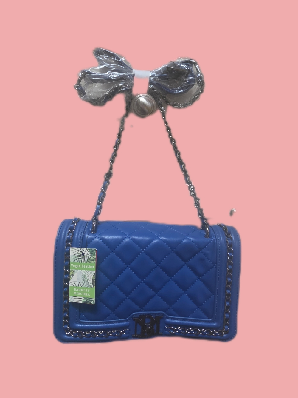 Quilted Blue Crossbody Bag with Chain Strap
